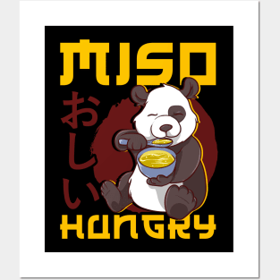 Cute Anime Panda Bear Miso Hungry Pun Kawaii Posters and Art